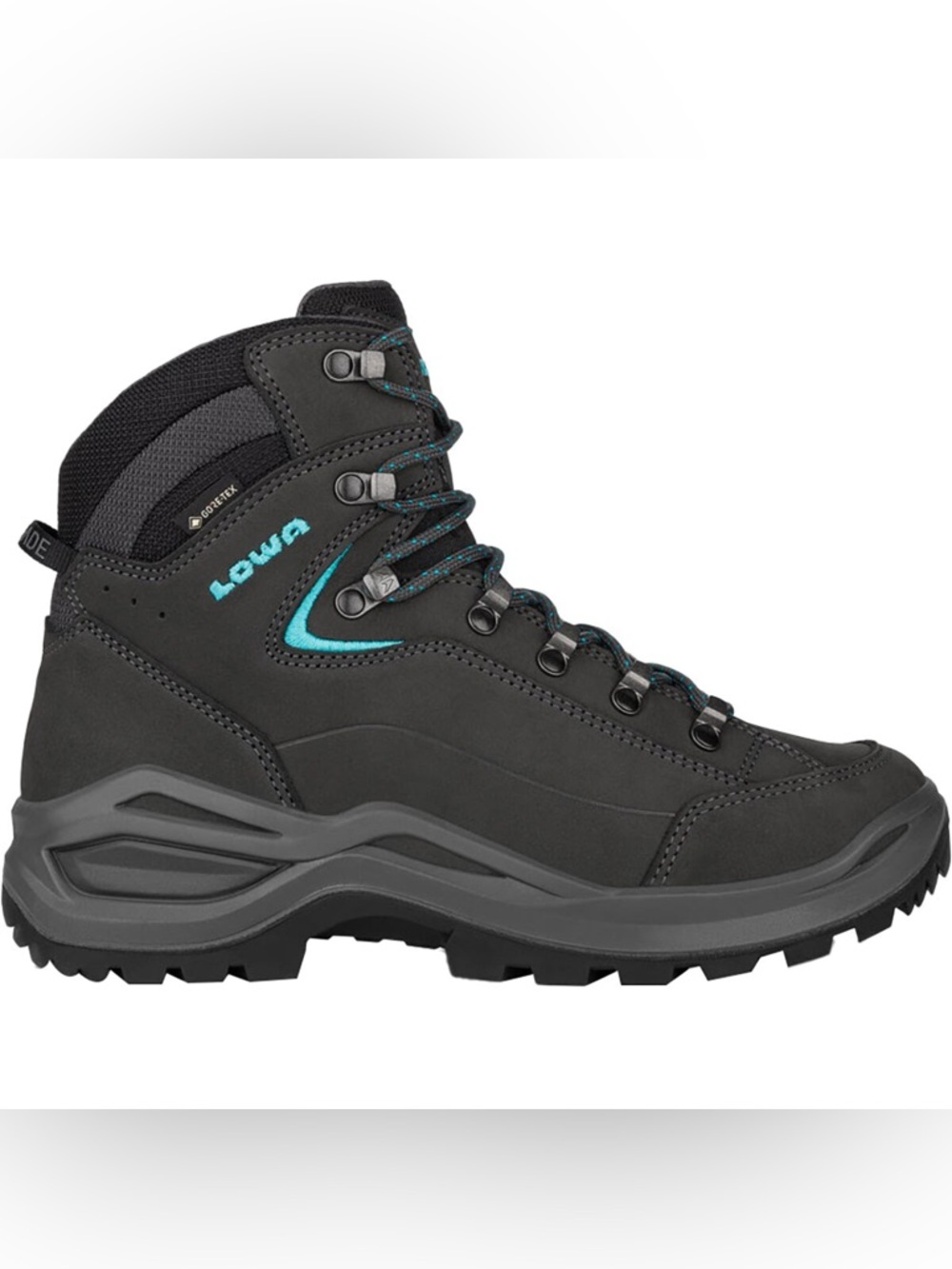 NWT LOWA Renegade EVO GTX Mid Hiking Boots Women’s Size 8 Asphalt/Turquoise